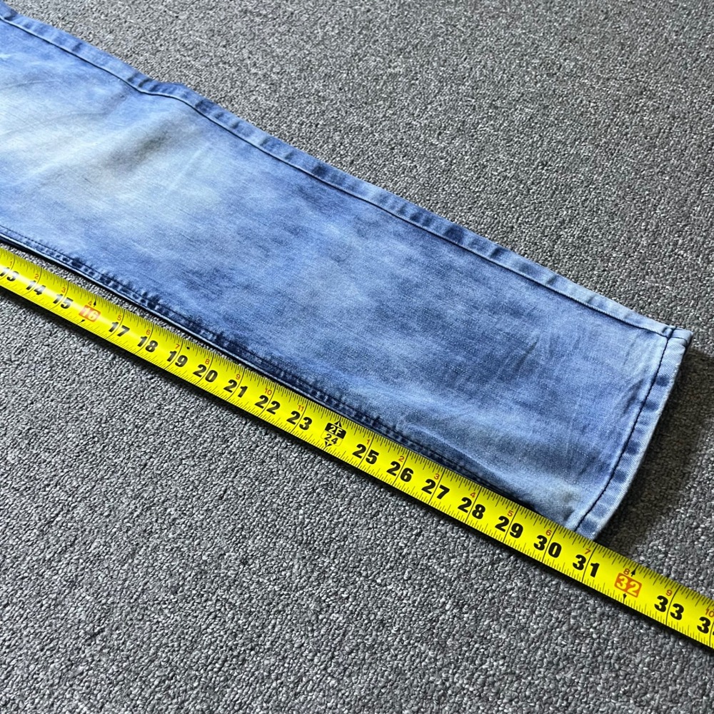CJ Black Relaxed Straight Jeans 30x32 Blue Acid Wash Distressed Streetwear - Picture 7 of 9